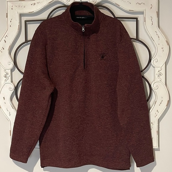 EUC BEVERLY HILLS POLO CLUB 1/4 ZIP PULLOVER BURGUNDAY SIZE LARGE - Picture 1 of 11